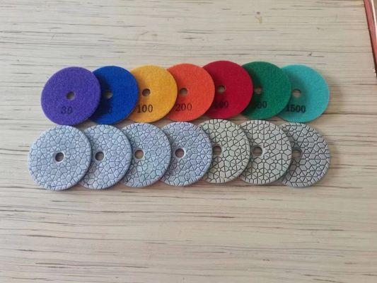 Granit Marbre Diamant Résine Polissage Pad Papier de sable humide Blanc Buff 3 étapes Pad 100mm 125mm Outil