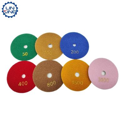 Granit Marbre Diamant Résine Polissage Pad Papier de sable humide Blanc Buff 3 étapes Pad 100mm 125mm Outil
