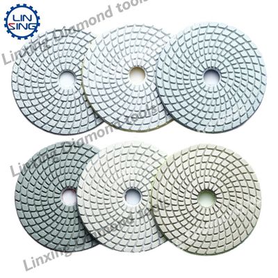 Granit Marbre Diamant Résine Polissage Pad Papier de sable humide Blanc Buff 3 étapes Pad 100mm 125mm Outil